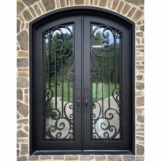 Cheap Exterior Right Swing Security Wrought Iron Door