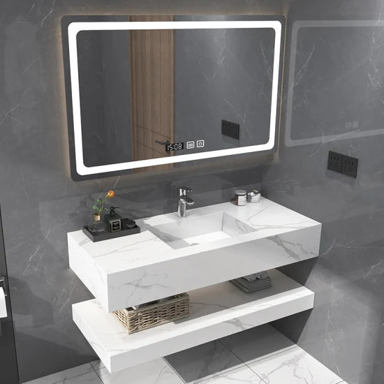 Marble Style Lavabo Basin Hard Sintered Stone Cabinet Countertop Basin Waterproof Wall Hung Bathroom Sink